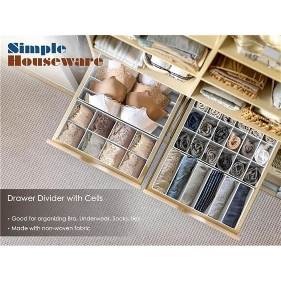 Simple Houseware Closet Underwear Organizer Drawer Divider 4 Set Gray - Picture 3 of 8